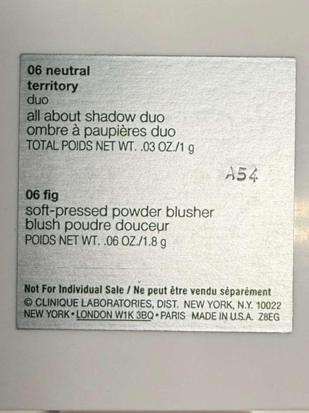 BNWT CLINIQUE #06 NEUTRAL TERRITORY DUO EYESHADOW & #06 FIG SOFT PRESSED BLUSH